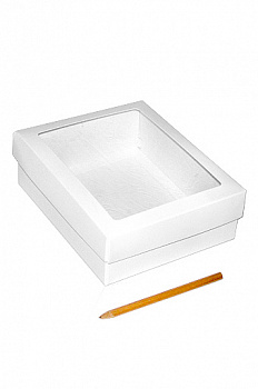 Коробка белая 118/00 прямоуг. крышка+дно с окном (18х14х5,5см)