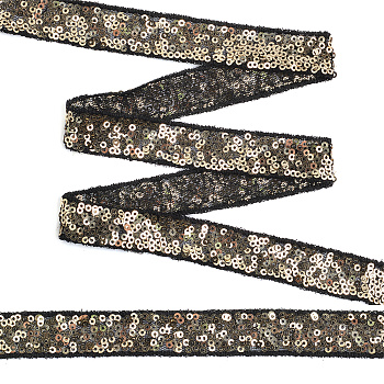 Тесьма с пайетками TBY на сетке арт. TDF02011 шир.20мм цв.черный+золото уп.13,7м