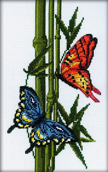 Набор для вышивания РТО арт.M207 Бабочки и бамбук 13х26 см