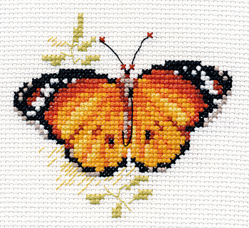 Набор для вышивания АЛИСА арт.0-148 Яркие бабочки. Оранжевая 9х8 см