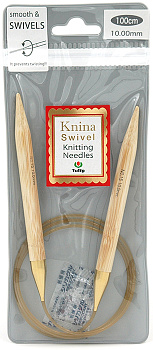 1001000 Tulip Спицы круговые для вязания Knina Swivel  10мм / 100см, натуральный бамбук