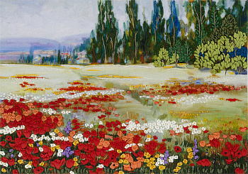 Набор для вышивания PANNA Живая картина арт. JK-2052 Цветочное поле 27,5х19,5 см