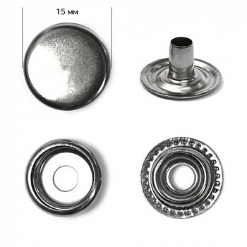 Кнопка сталь Strong №61 (О-образная) 15мм цв. никель черный уп. 720шт