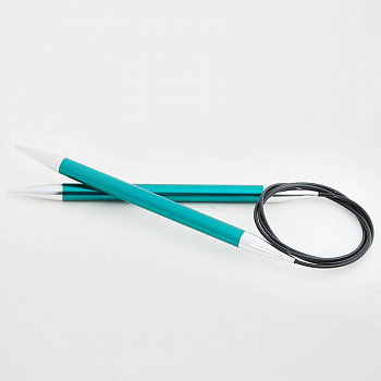 47216 Knit Pro Спицы круговые для вязания Zing 8мм/150см, алюминий, изумрудный