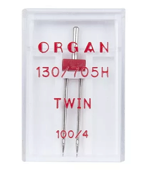 Иглы для бытовых швейных машин ORGAN двойные №100/4,  уп.1 игла