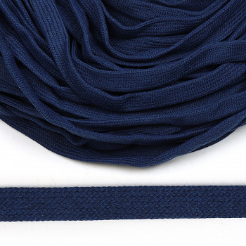 Шнур плоский х/б 12мм классическое плетение цв.024 т.синий уп.50 м