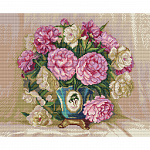 Картины мозаикой Molly арт.KM0254 Бузин. Розовые и белые пионы (29 цветов) 40х50 см