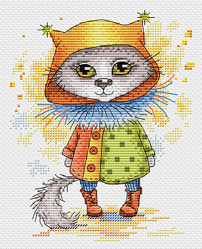 Набор для вышивания ЖАР-ПТИЦА арт.М-139 Кошка в сапожках 14х18 см