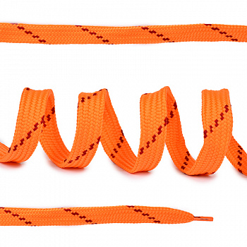 Шнурки плоские 14мм классическое плетение дл.100 см оранжевые-бордовые точки (10 компл)