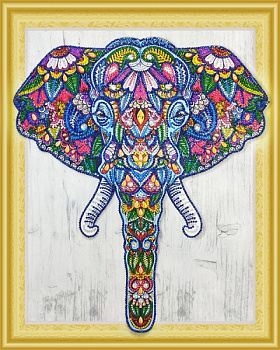 Набор Колор Кит картина алмазная с фигурными стразами арт.КК.FKU008 Индийский слон 40х50