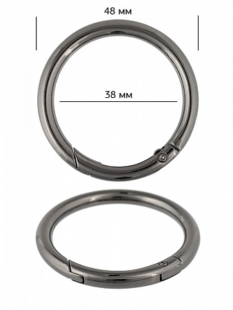 Карабин металл TBY.107920 Ø48мм (внутр. 38мм) цв.черный никель уп.10шт