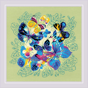 Набор для вышивания РИОЛИС арт.1958 Панно/подушка «Яркие бабочки» 40х40 см