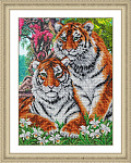Набор для вышивания бисером ПАУТИНКА арт.Б-1469 Тигры 38х28 см