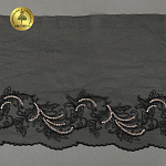 Кружево вышивка на сетке KRUZHEVO арт.TBY.OG83 шир.210мм цв.черный, правая уп.8,5м