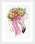 Набор для вышивания ЖАР-ПТИЦА арт.В-547 Летний фламинго 20х14 см