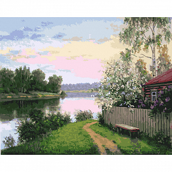 Картины по номерам арт.GX5670 Дача у реки 40х50 см