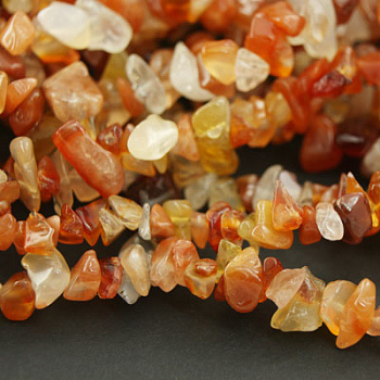 Бусины натуральный камень Агат, каменная крошка арт.МБ.УТ7732 4~8х3~7мм цв.оранжевый 1мм, около 85см/нить