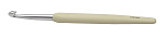 30914 Knit Pro Крючок для вязания с эргономичной ручкой Waves 6,5мм, алюминий, серебристый/слоновая кость
