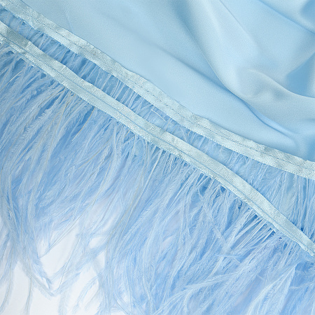 Перья на ленте Страус TBY арт.15-114 шир.15см цв. нежно-голубой  уп.2м