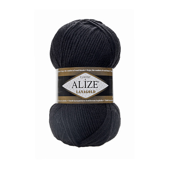 Пряжа для вязания Ализе LanaGold (49% шерсть, 51% акрил) 5х100г/240м цв.060 черный