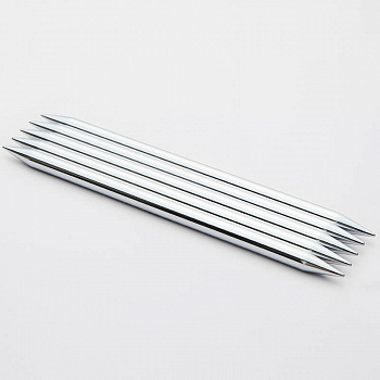 10107 Knit Pro Спицы чулочные для вязания Nova Metal 3,5мм/20см, никелированная латунь, серебристый, 5шт