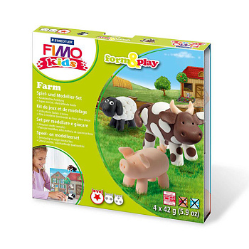 FIMO kids form&play Ферма, состоящий из 4-ти блоков по 42г, уровень сложности 1, арт.8034 01 LZ