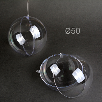 Шар пластиковый прозрачный половинками Ø50 мм уп.12шт