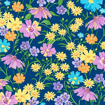Ткань для пэчворка PEPPY Wildflowers 122 г/м² 100% хлопок цв.FLH-20288-9 NAVY уп.50х55 см