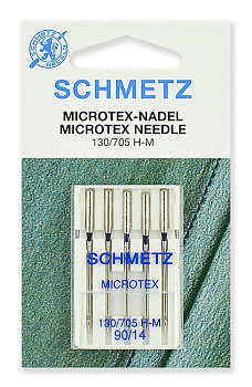 Иглы для бытовых швейных машин Schmetz микротекс (особо острые) 130/705H-M №90, уп.5 игл