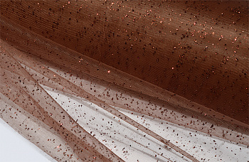 Фатин с глиттером средней жесткости блестящий арт. G.TRM.071 шир.150 см, 100% ПЭ уп.50м цв.71 коричневый