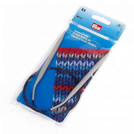 211376 PRYM Спицы круговые для вязания с гибкой фиолетовой леской 6.5мм 80см алюминий уп.1шт