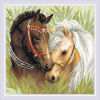 Набор РИОЛИС мозаичная картина арт.AM0039 Пара лошадей 40х40 см