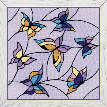 Набор для вышивания РИОЛИС арт.1625 Подушка/панно Витраж. Бабочки 33х33 см