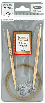 1000600 Tulip Спицы круговые для вязания Knina Swivel  6мм / 100см, натуральный бамбук