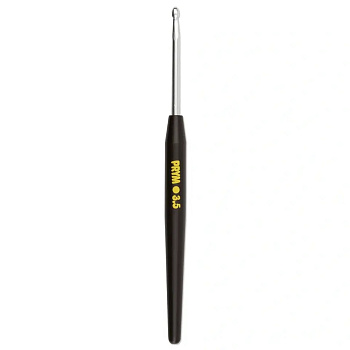 195175 PRYM Крючок для вязания алюминиевый с цветной ручкой 14см 3,5мм уп.1шт