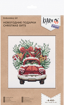 Набор для вышивания KLART арт. 8-432 Новогодние подарки 12,5х14 см
