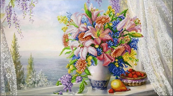 Рисунок на ткани (Бисер) КОНЁК арт. 1435 Букет с лилиями 25х45 см