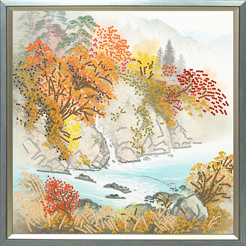 Рисунок на ткани (Бисер) КОНЁК арт. 8402 Осень в горах 25х25 см