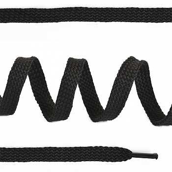 Шнурки плоские 10-12мм турецкое плетение дл.100см цв. черный (25 компл)
