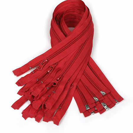 Молния Mzip пласт. спираль №5-N 45см цв.F148 красный уп.50шт