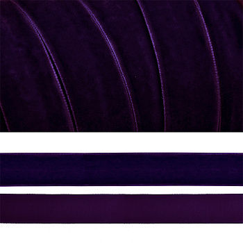 Лента бархатная арт.TBY.LB2059 нейлон шир.20мм цв.т.фиолетовый уп.20м