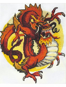 Набор для вышивания мулине НИТЕКС арт.0307 Красный дракон 26х31 см