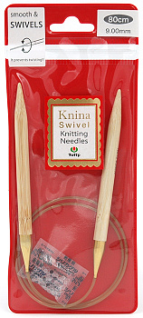 800900 Tulip Спицы круговые для вязания Knina Swivel  9мм / 80см, натуральный бамбук
