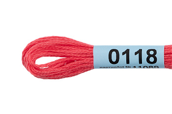 Нитки для вышивания Gamma мулине (0001-0206) 100% хлопок 24 x 8 м цв.0118 розово-красный
