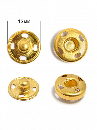 Кнопка пришивная латунь TBY-BJ057 15мм цв. золото уп. 50шт