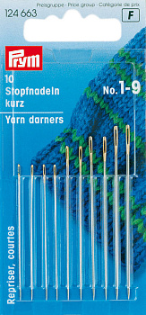 Иглы швейные ручные PRYM для штопки короткие №1-9, уп.10 шт, арт.124663