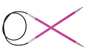 47218 Knit Pro Спицы круговые для вязания Zing 10мм/150см, алюминий, рубиновый