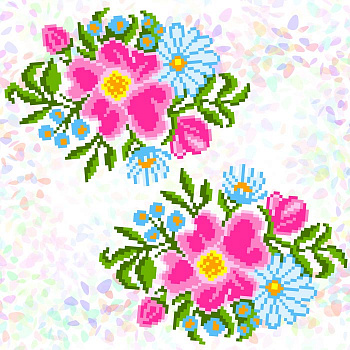 Флизелин водорастворимый с рисунком CONFETTI арт. K343 Полевые цветы