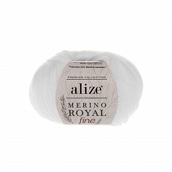 Пряжа для вязания Ализе Merino Royal Fine (100% шерсть) 10х50г/175м цв.055 белый