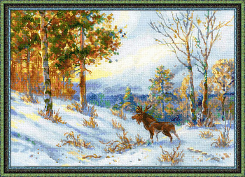 Набор для вышивания РИОЛИС арт.1528 Лось в зимнем лесу по мотивам картины В.Л.Муравьева 40х28 см